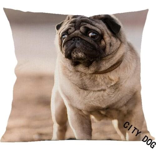 Pug Pet animal Painting art linen pillow case Cushion cover Hotel office bar car sofa pillow cushion covers