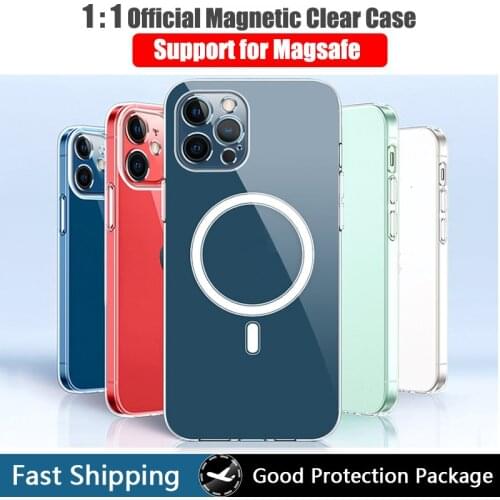 Transparent Phone Case For Apple iphone 12 Pro Max Magnetic Magnet Clear Protective Cover Original official Animation Magsaf
