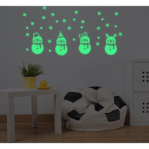 Wall Stickers Christmas Glow Snowman Sticker Mural Living Room Luminous Window Wallsticker papel de parede18NOV6