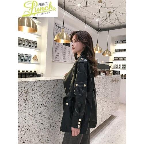 Genuine Real Jacket Motorcycle Leather Jackets Spring Autumn Korean Sheepskin Coat Women Clothes 2021 1901-7B