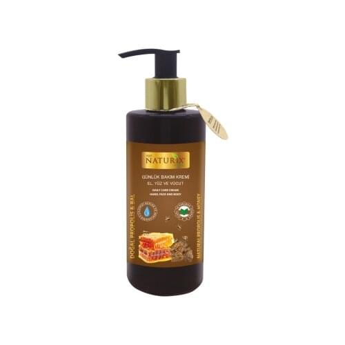 Naturix Natural Propolis & Honey Extract 250 Ml Organic Daily Care Cream Moisturizing Hand-Face-Body Cream