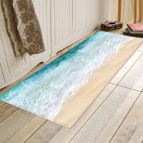 Non Slip Bathtub Mat Beach Sea Print Toilet Carpet Kitchen Mats for Floor Welcome Rugs Washing Machine Bathroom Rug