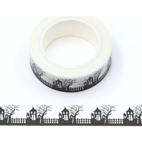NEW 1PC 15MM*10M Halloween Black and White Witch house Washi Tape Wholesale Masking Tape Stationery washi tape stickers