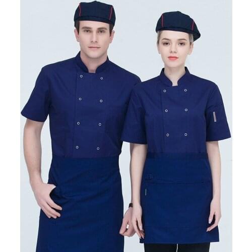 New Arrival High Quality Chef Jacket Hotel Restaurant Kitchen Man Chef Uniform Work Wear Cook Clothes Short Sleeves B-6508