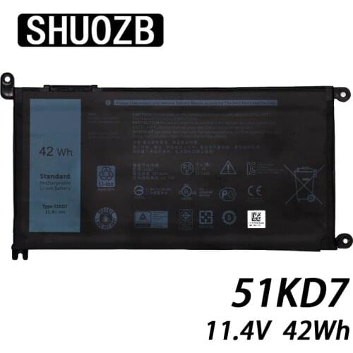 New 11.4V 42Wh 51KD7 Y07HK Laptop battery for Dell Chromebook 11 3180 3189 SHUOZB Notebook Batteries Free shipping