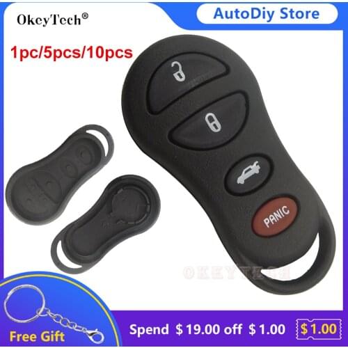 Okeytech 4 Buttons Keyless Entry Remote Car Key Shell Fob Case For Jeep Liberty Dodge Stratus Viper Chrysler Sebring Concorde