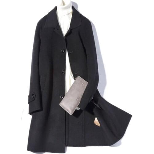 100% Wool Autumn Winter Jacket Men Handmade Double-side Woolen Coats Streetwear Windbreaker Long Coat LM18-1000 MY1860