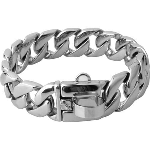 24mm Never Fade Stainless Steel dog collar Steel Chain High-end custom Show Collar Bully dogs Doberman Adjustable Safety