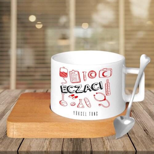 Personalized Professional Pharmacist Wood Altlıklı Ceramic Cup-2