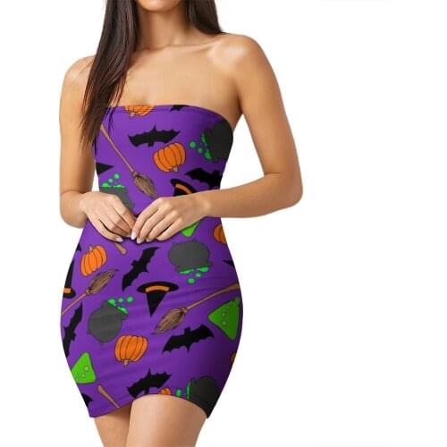 Bat Tube Dress Printed Going Out Bodycon Cheap Teen Spandex Modern One-Piece
