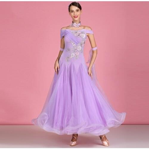 Ballroom Dance Competition Dresses Women Purple Waltz Tango Standard Dance Foxtrot Performance Clothing Ladies Outfit DC3557