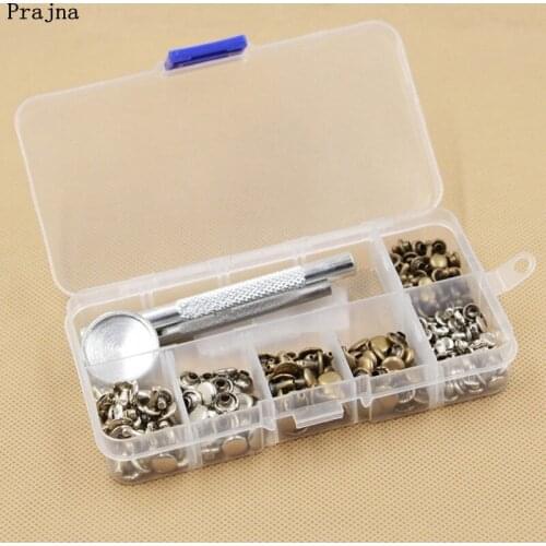 Prajna 12.5MM Rivets Tool Set Leather Repairing Tubular Metal Single Silver Bronze Rivets with Fixing Kit For Belts DIY Crafts