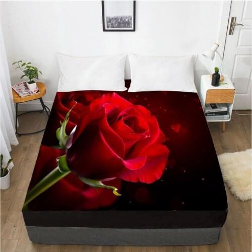 3D Fitted Sheet Custom Single Queen King Size Bed Sheet With Elastic Mattress Cover 150x200 Bedding Rose For Wedding Microfiber