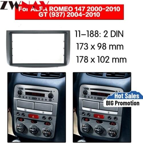 Car DVD Player frame For 2000-2010 ALFA ROMEO 147 2DIN Auto AC Black LHD RHD Auto Radio Multimedia NAVI fascia