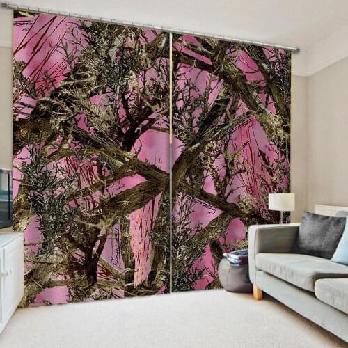 Luxury Blackout 3D Window Curtains For Living Room Bedroom pink forest curtains 3d stereoscopic curtains