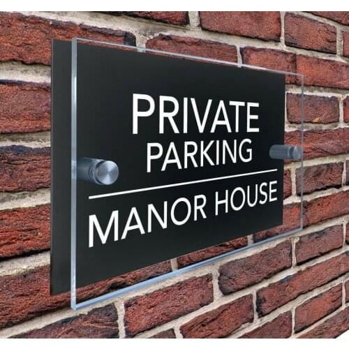 LUXURY PERSONALISED ACRYLIC PRIVATE NO PARKING KEEP CLEAR SIGN WEATHERPROOF BLACK