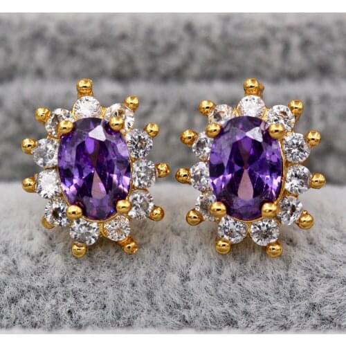 New fashion Trendy Women oval Earrings Earrings Color Stud Earrings Jewelry Gift accessories navy zircon wedding