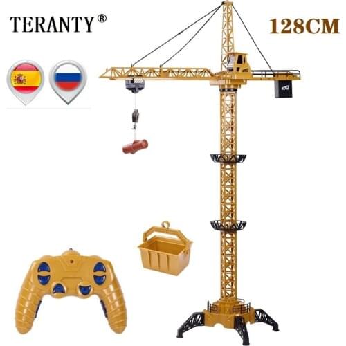 New 2021 Upgraded Version Remote Control Construction Crane 6CH 128CM 680 Rotation Lift Model 2.4G RC Tower Crane Toy For Kids