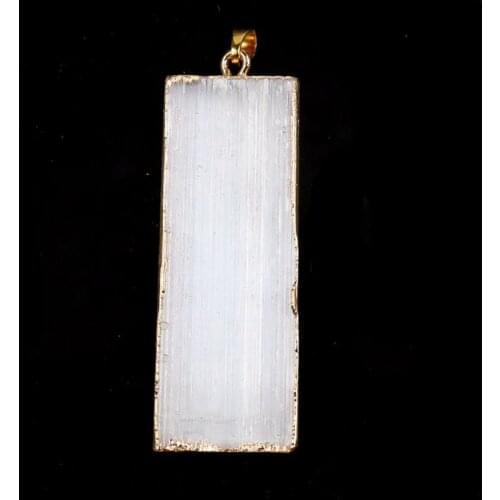 Light Yellow Gold Color Rectangle Shape Gypsum Pendant for Party Gift Trendy Jewelry