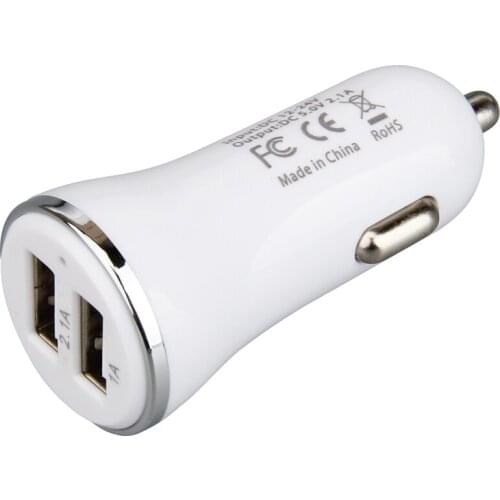Universal 2.1A 5V Dual USB Car Charger 2 Port Cigarette Lighter Adapter Charger USB Power Adapter for All Smart Phones 100PCS