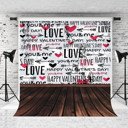 VinylBDS Graffiti Wall ValentineS Day Photography Background 10x10ft Love Wood Floor Photography Background Microfiber Backdrop