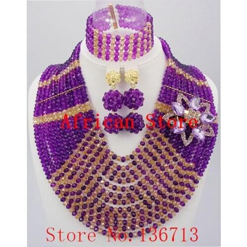 New Design Nigerian Wedding African Beads Jewelry Set Crystal Free Shipping Bride Wedding Jewelry Sets Online L1813