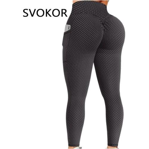 SVOKOR Plus Size Workout Seamless Leggings Women Push Up Pockets Sexy Leggins Mujer High Waist Gym Pants Stretchy Grid Booty