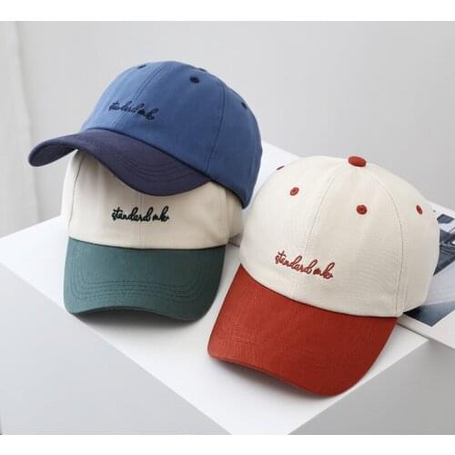 Womens Hats Spring and Summer Trend Color Matching Letter Caps Japanese and Korean Style Soft Top Sunscreen Mens Baseball Cap