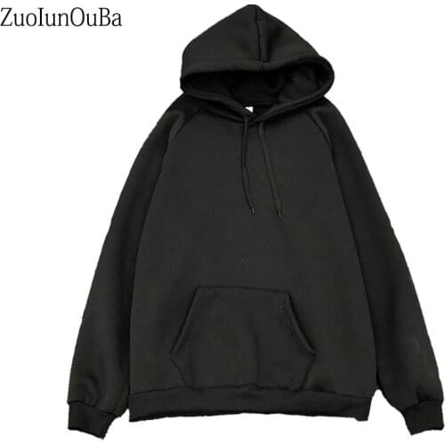 Zuolunouba 2018 Winter Commuting Korean Version Women Hoody Sweatshirt Long Sleeve Solid Color Drawstring Harajuku Lady Pullover