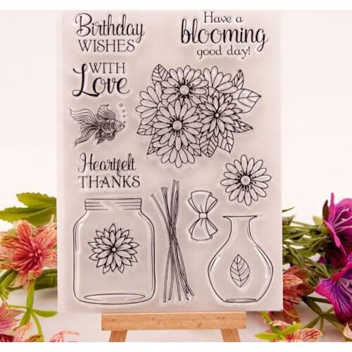 11x15.5 Vase wishing bottle flower Transparent Clear Stamps Silicone Seals for DIY scrapbooking photo album Card Making