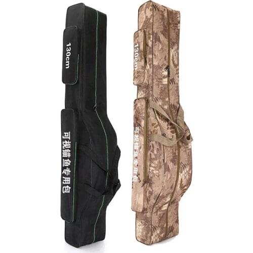 130cm Portable Fishing Bags Folding Fishing Rod Carrier Canvas Fishing Pole Tools Storage Bag Case Fishing Gear Tackle X114G