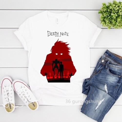 2021 Death Note T Shirt Yagami Light Killer Kira T-Shirt Anime Clothes Japan Manga Women Clothes Female Clothing T-Shirts Top