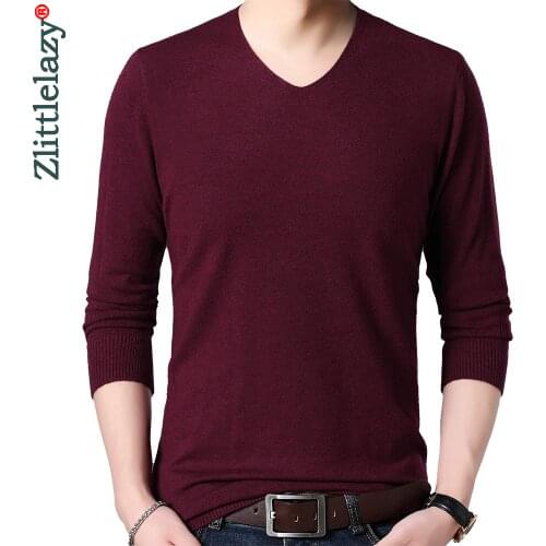 2020 brand new casual knitted v neck sweater men pullover clothing fashion tops clothes knit solid mens sweaters pullovers 81301