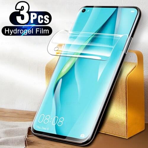 3 Pcs Full Glue Hydrogel Film For Huawei P40 Lite E P40lite 5G P30 P50 Pro Protective Cover On P 40 Pro Plus 50 Screen Protector