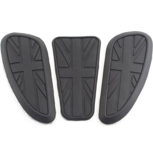 For Triumph Retro Motorcycle Cafe Racer Gas Fuel Tank Protector Sheath Knee Tank Pad Grip Decal for T120 T100 Black 3Pcs