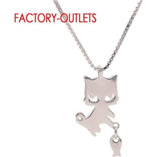 New Arrivals 925 Sterling Silver Smooth Surface Cute Little Cat Shape Pendant Necklace For Women Fashion Style Fine Jewelry Gift