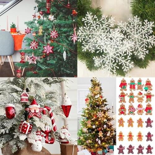 30Pcs White Snowflake Christmas Tree Snowflakes Hanging Christmas Tree Decoration Snowflakes Xmas Home Window Decor Navidad Noel