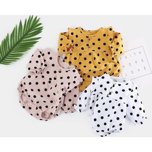 2019 Autumn New Baby Girl Dress Dot Pure Cotton Princess Bodysuit Cute Long Sleeve Clothes For Newborn Girl