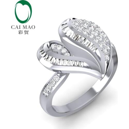 Caimao Precious 14k/585 White Gold Diamond Wedding Band Ring