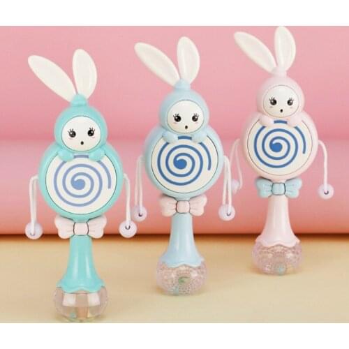 Baby Rattles Teether Early Development Toys 0-12 Months Cute Rabbit Musical Flashing Hand Bells Infant Educational Mobiles Toys
