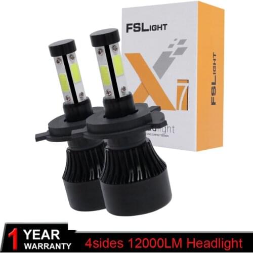 Factek 2Pcs H4 LED H7 H11 H1 H3 9005 9006 Auto Car Headlight 80W 12000LM High Low Beam Light Automobiles Lamp white 6500K Bulb