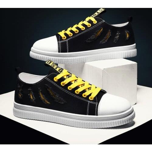 Big Size Canvas Sneakers Woman Sport Shoes Men Sports Shoes Lady Black Yellow Womens Running Shoes Tennis Woman Trainers E-322