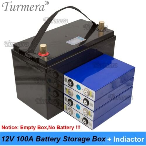 Turmera 12V Battery Storage Box Indicator for 3.2V Lifepo4 Batteries 100Ah Assemble to Solar Panel or Uninterrupted Power Supply