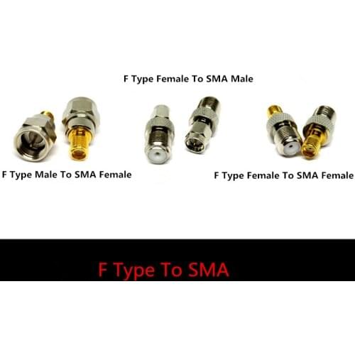 1pc F Type Female Jack To SMA Male Plug Straight RF Coaxial Adapter F Connector To SMA Convertor Gold Tone