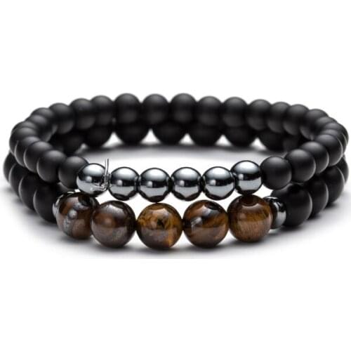 Red blue 8mm Punk multicolor Agate beads Chakra Reiki Buddha Yoga Bracelet elastic adjustable Volcanic Stone Bangles kmh5