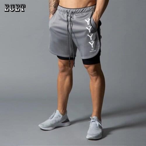 Summer casual double-layer mens shorts inner tight and loose outer 2 in 1 sports pants jogger outdoor running shorts