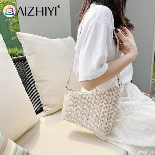 Fashion Women Summer Woven Irregular Shoulder Underarm Bag Casual Ladies Beach Vacation Small Handbags Purse