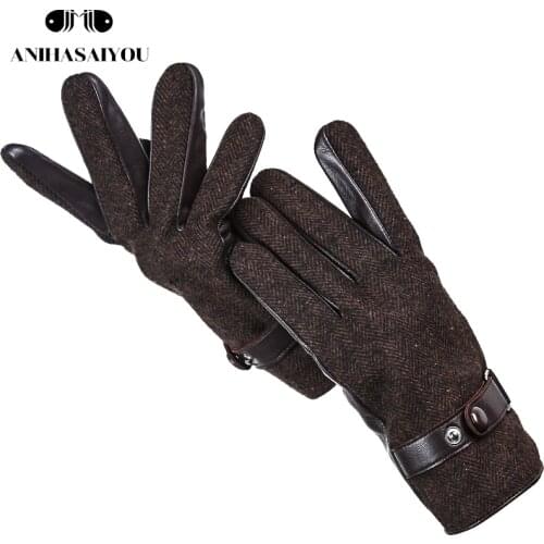 Fashion men touch gloves,Keep warm gloves male winter,Cold windproof riding mens leather gloves,sheepskin mens gloves -2010