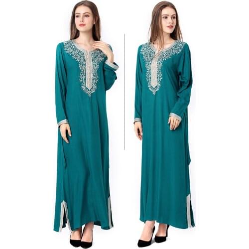 Muslim Dress Turkish India Ruffles Sleeve Embroidered Abaya Duabi Arabic Vestidos Moroccon Kaftan Islamic Party Gown Robe