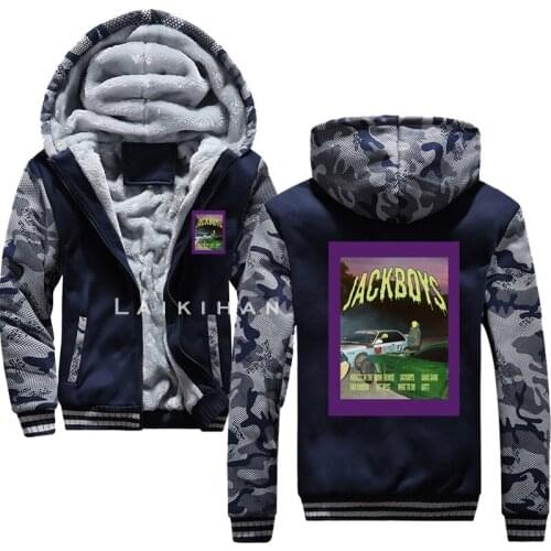 Jackboys poster Sweatshirt Camouflage sleeve Jacket Hoody Zipper Winter Fleece Mens Cotton Hoodie
